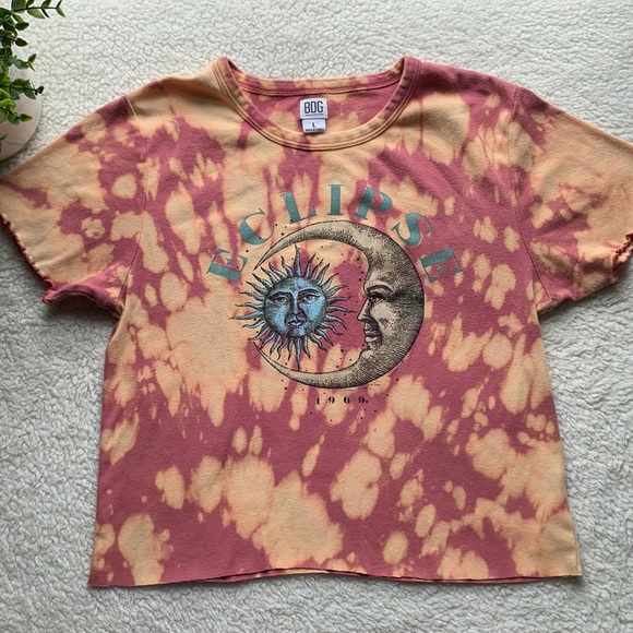 BDG Tops - BDG Eclipse graphic custom bleach-dyed shortsleeve tshirt